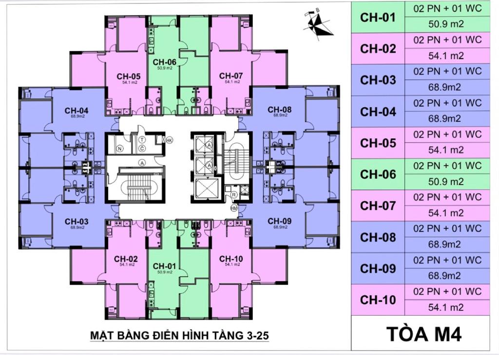 mặt bằng tòa m4 mipec kiến hưng