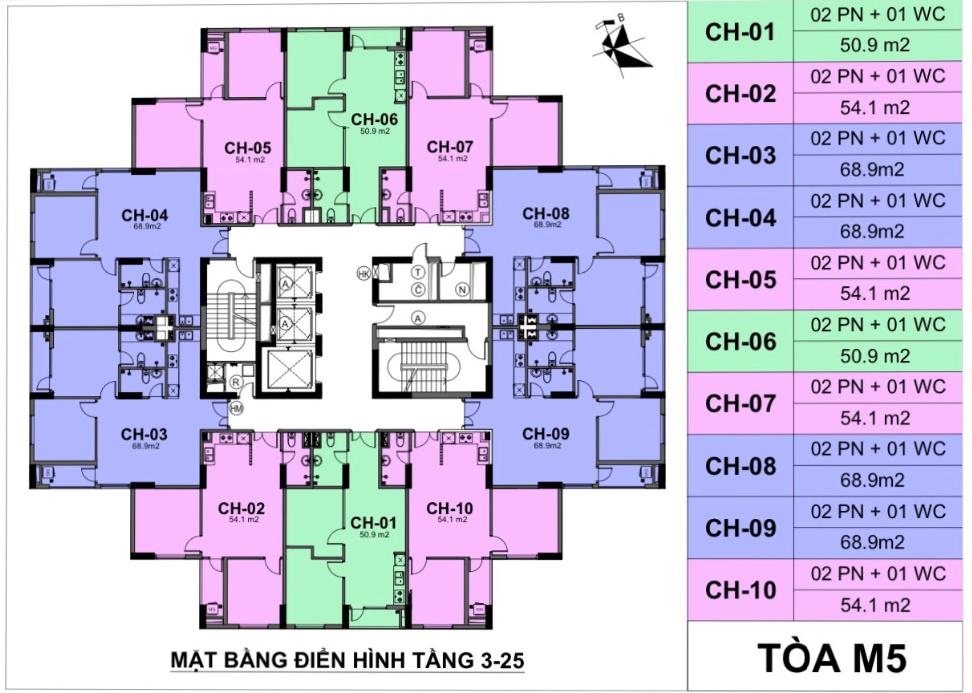 mặt bằng tòa m5 mipec kiến hưng