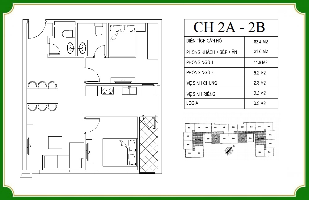 mặt bằng chi tiết căn hộ nhs phương canh 2