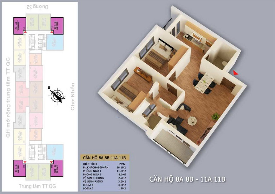 thiết kế căn hộ nhs phương canh 8a 8b 11a 11b s